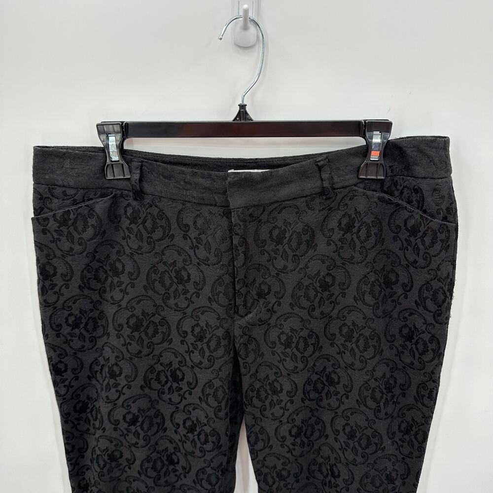 Coldwater Creek Natural Fit Black Jacquard Straight Leg Pants // 12 - Picture 2 of 9